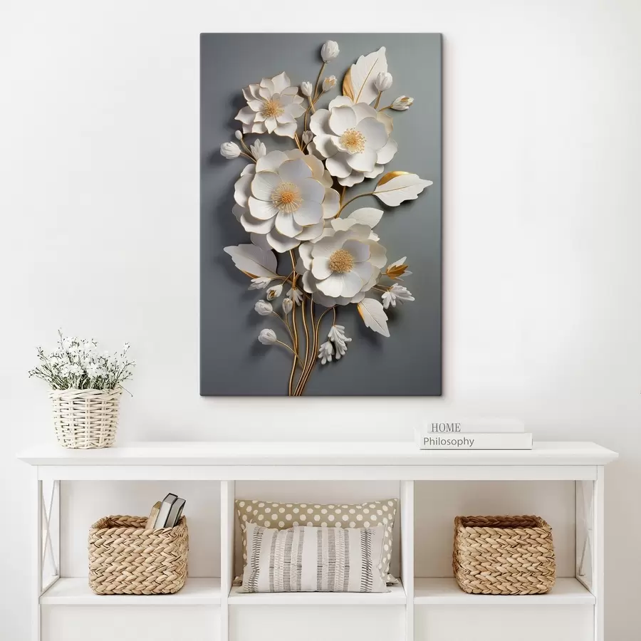 Fototapetes Apjoma ziedi uz pelēka fona s43128