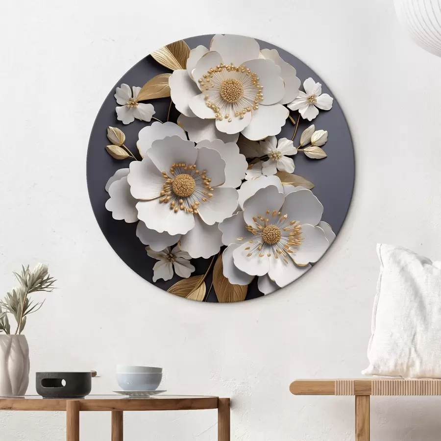 Glezna Trīs balti ziedi uz tumša fona r43129