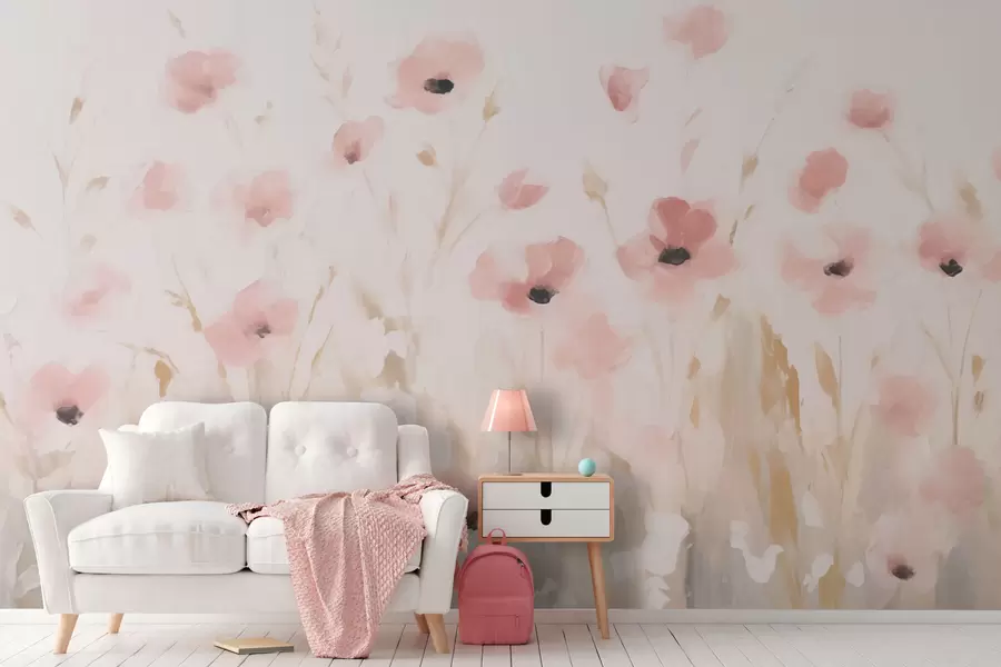 Fototapetes Rozā mazi ziedi w03307