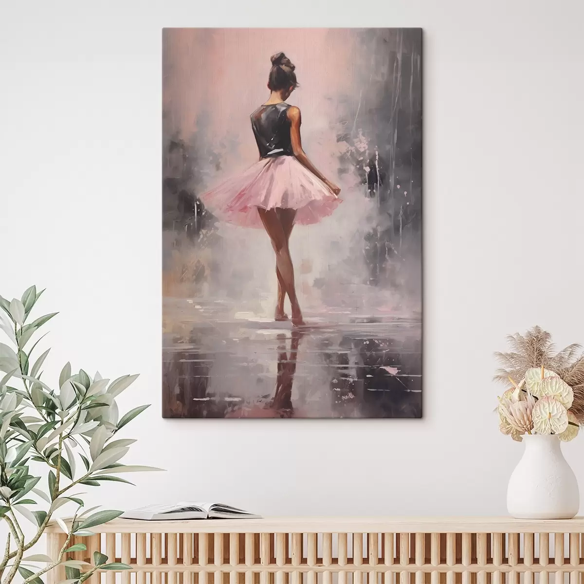 Glezna Meitene rozā svārkos s43204