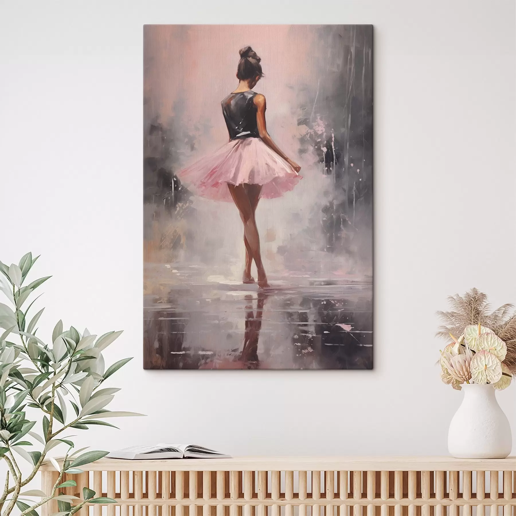 Glezna Meitene rozā svārkos s43204