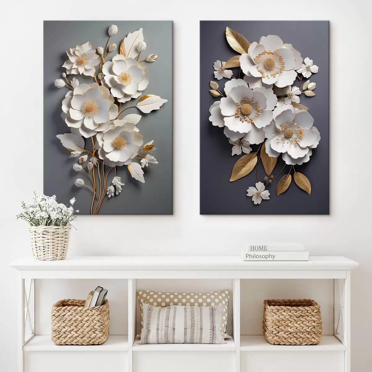 Glezna Ziedu zaru kompozīcija uz tumša fona m00423