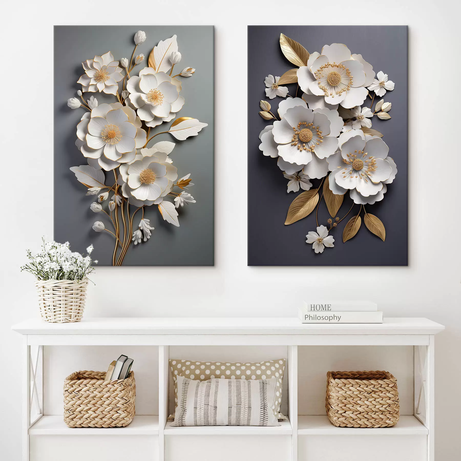 Glezna Ziedu zaru kompozīcija uz tumša fona m00423