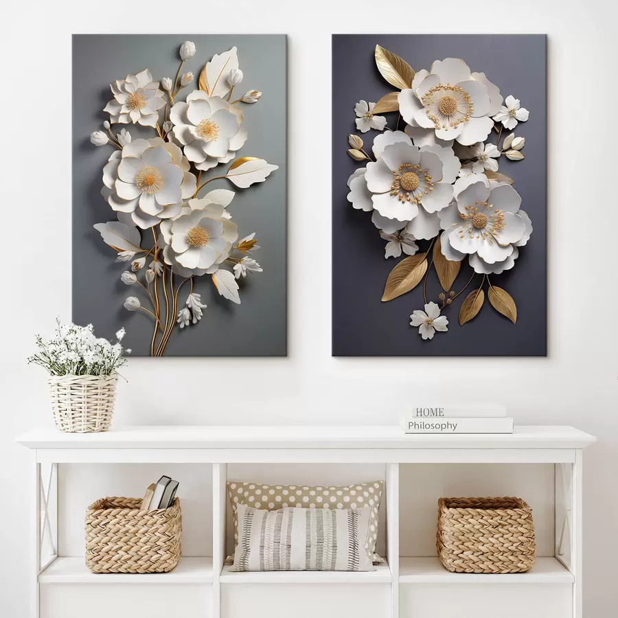 Glezna Ziedu zaru kompozīcija uz tumša fona m00423