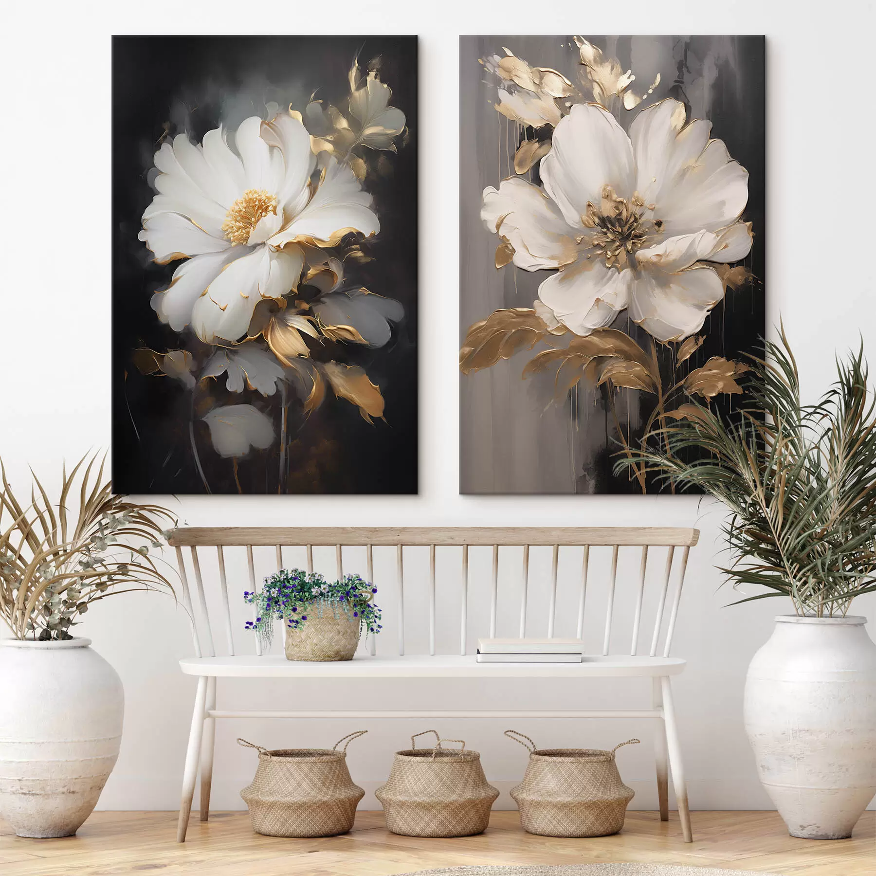 Glezna Skaisti ziedi uz tumša fona m00428