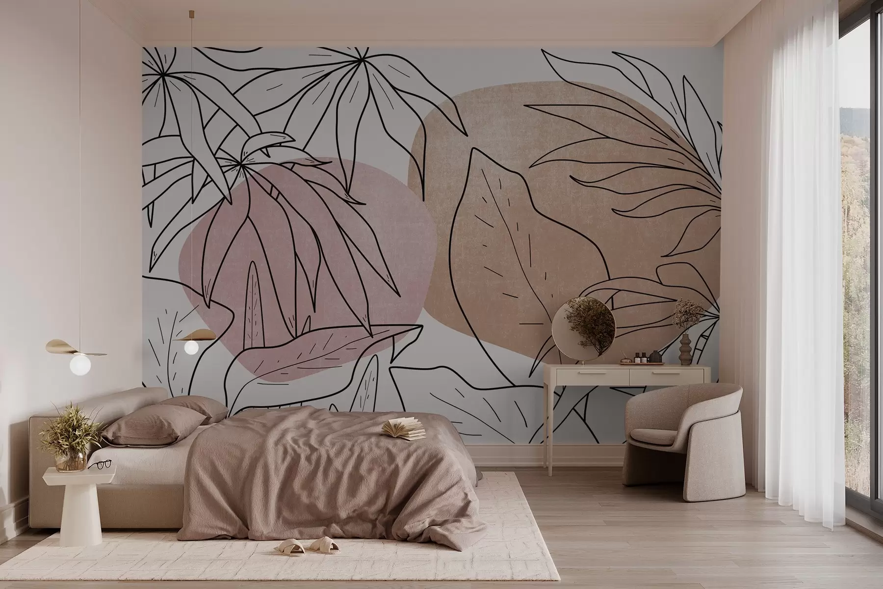 Fototapetes Augu līniju zīmējums uz plankumu fona w03278