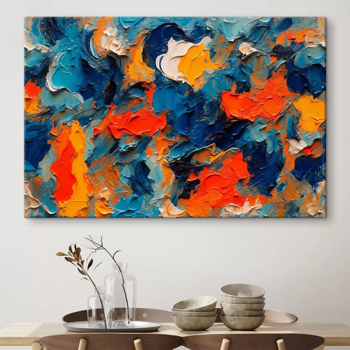 Glezna Abstraktā glezniecība eļļas glezna stilā ar baltu, zilu un sarkanu krāsu s43093