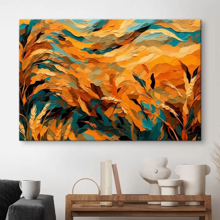 Glezna Abstrakts kviešu lauks eļļas gleznošanas stilā s43096