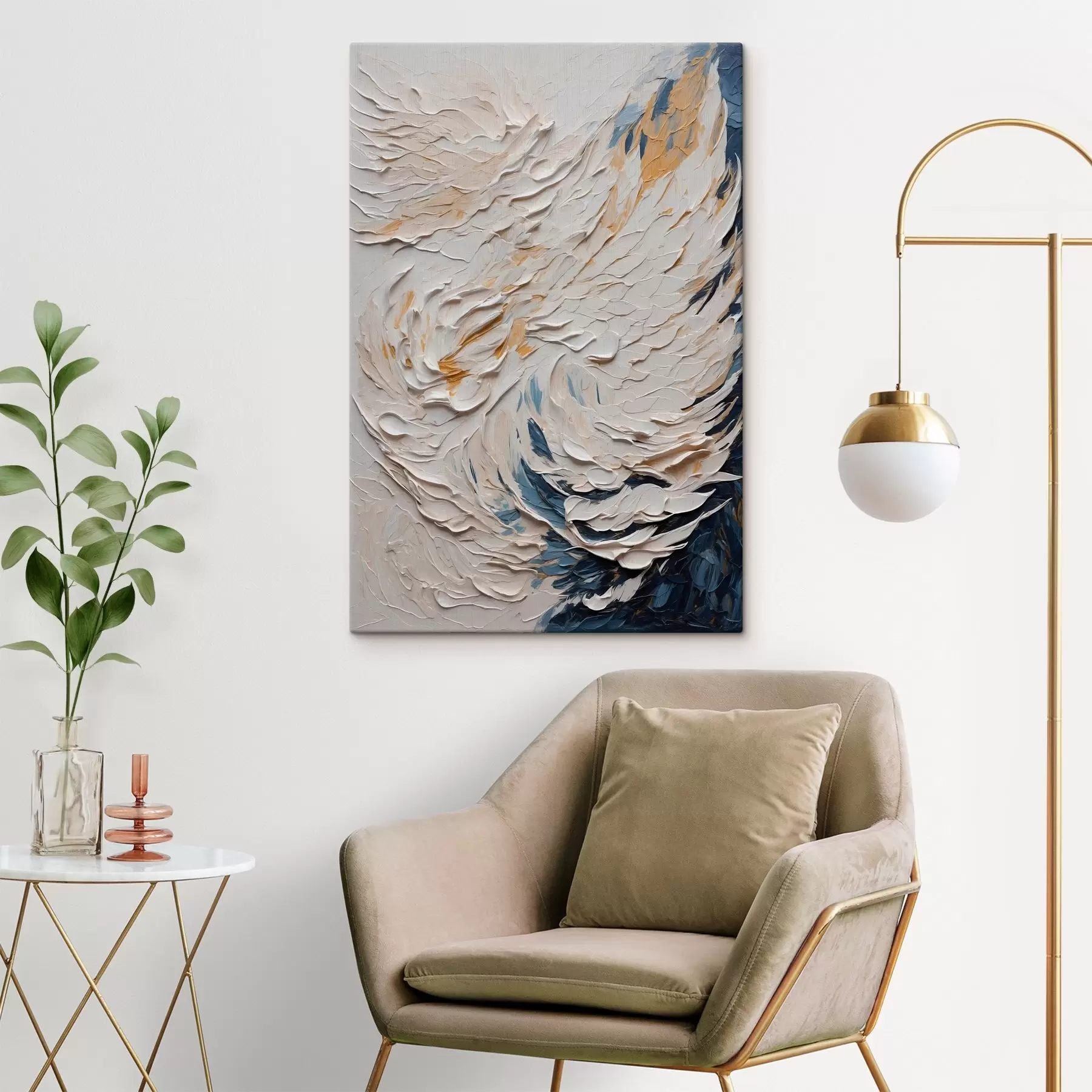 Fototapetes Abstrakts balts spārns eļļas gleznošanas stilā s43097