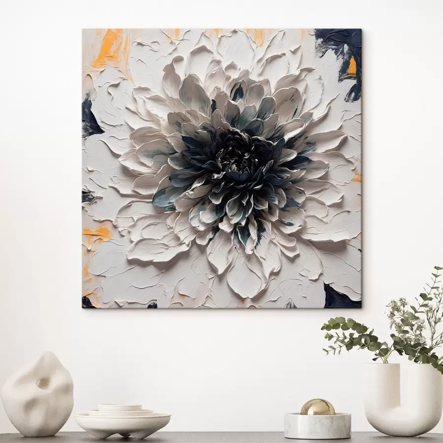 Glezna Balts zieds ar melnu vidu eļļas glezna stilā s43113