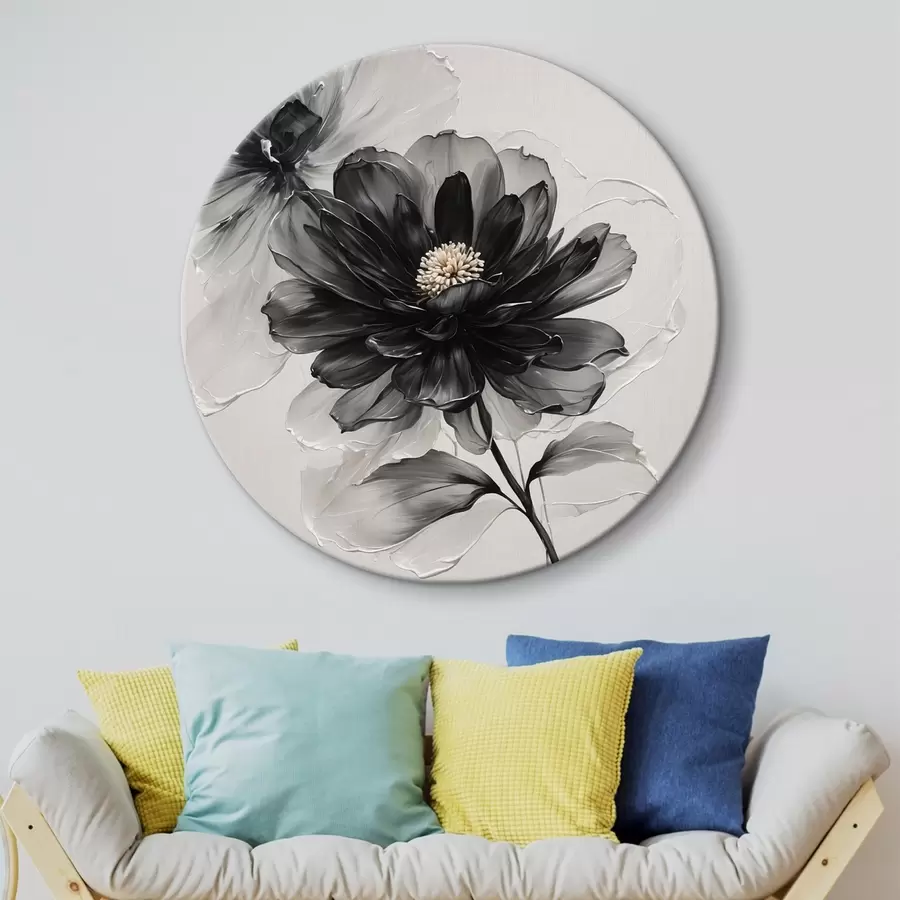 Fototapetes Melns caurspīdīgs zieds uz balta fona r43099