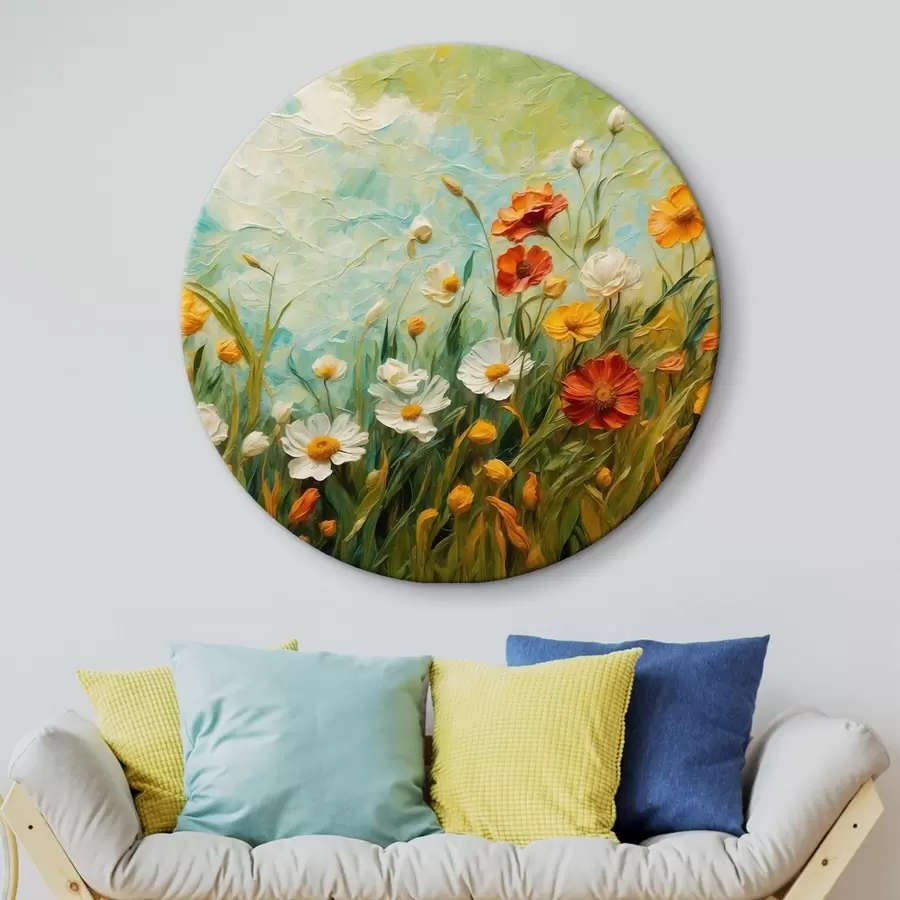 Glezna Ziedu lauks uz abstrakta zilu debesu fona r43100