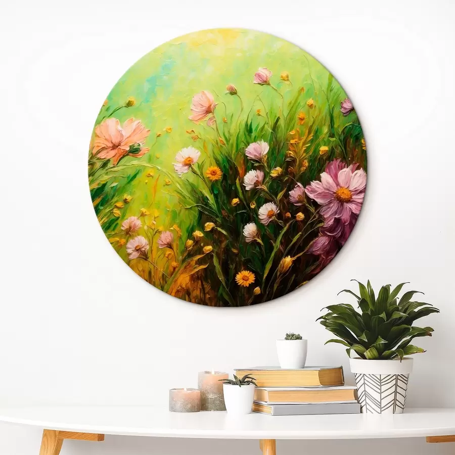 Glezna Ziedu lauks uz abstrakta zaļa fona r43101