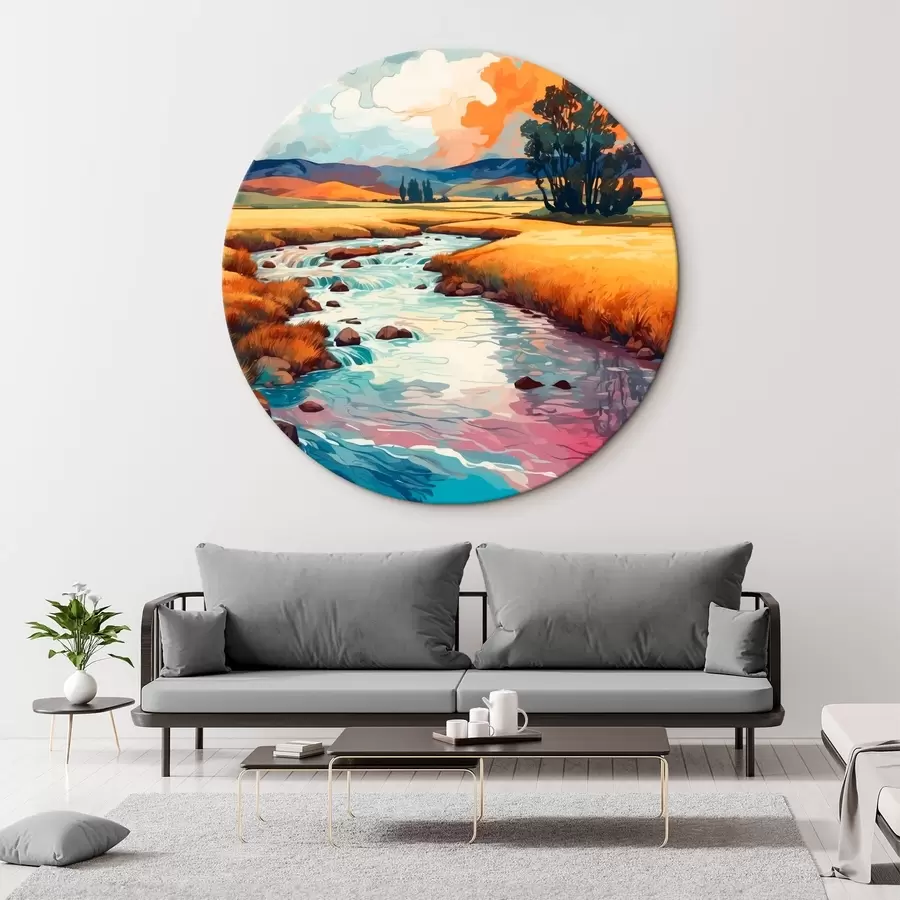 Glezna Straume uz lauka akvareļglezniecības stilā r43110