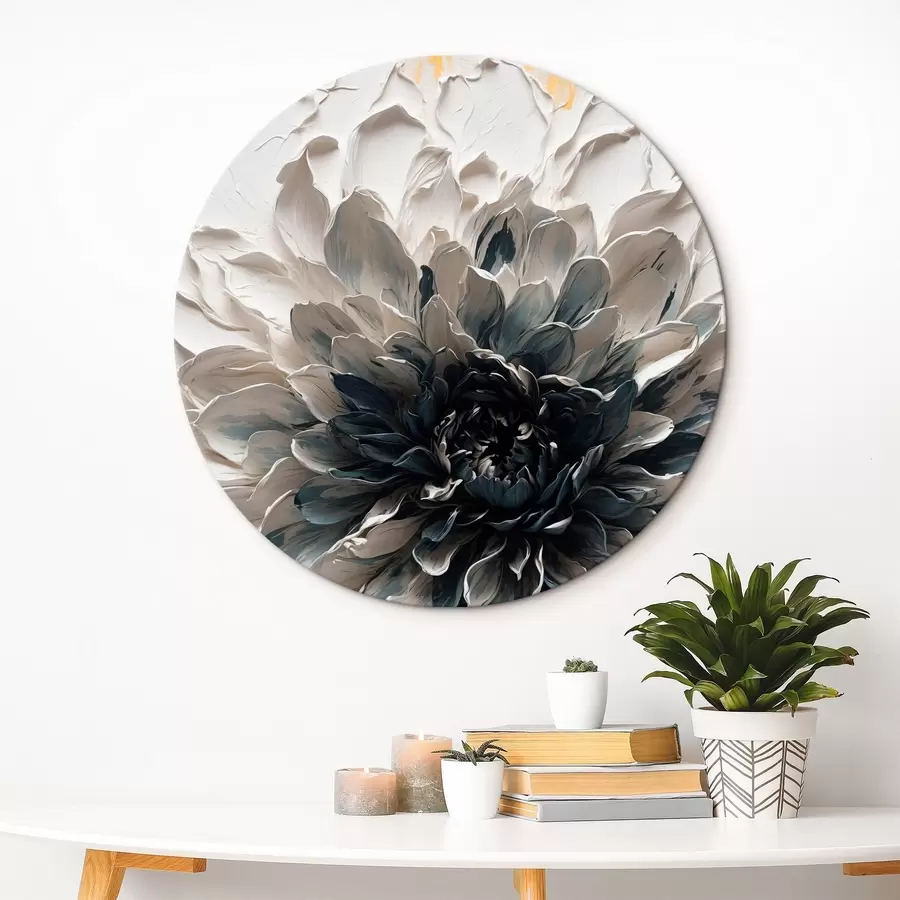 Glezna Balts zieds ar melnu vidu eļļas glezna stilā r43113