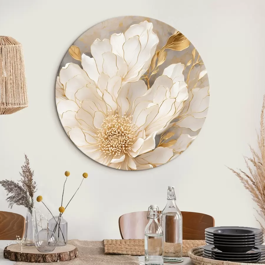 Glezna Balts zieds ar lapām akrila glezniecības stilā r43115