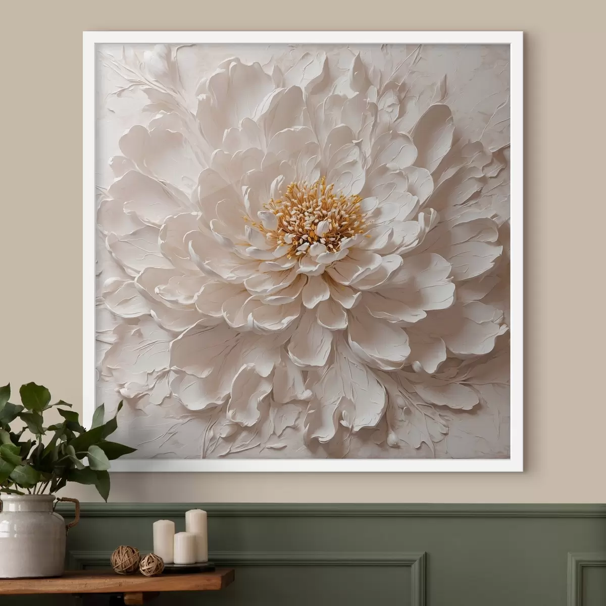 Plakāts Balta ziedu stila eļļas glezna f43087