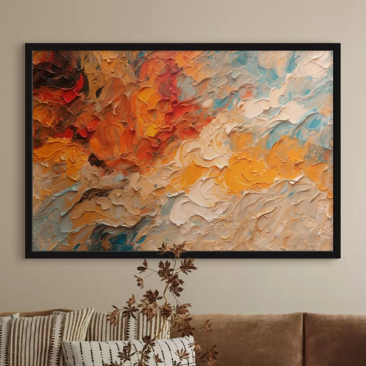 Plakāts Sarkanā un baltā abstraktā stila eļļas glezna f43092