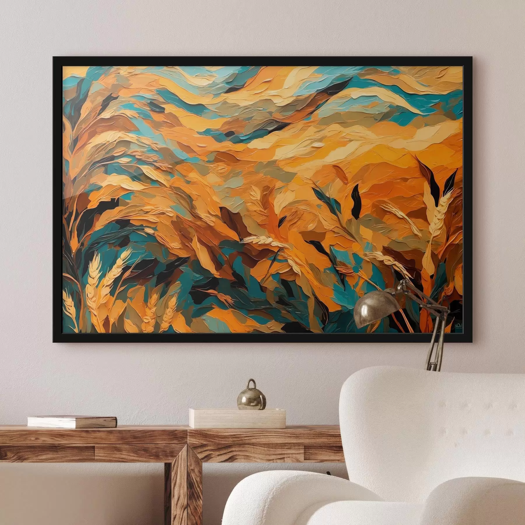 Glezna Abstrakts kviešu lauks eļļas gleznošanas stilā f43096