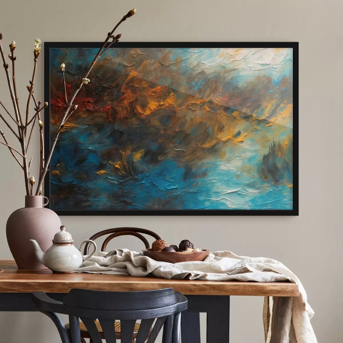 Plakāts Neskaidrs ezers eļļas gleznošanas stilā f43106