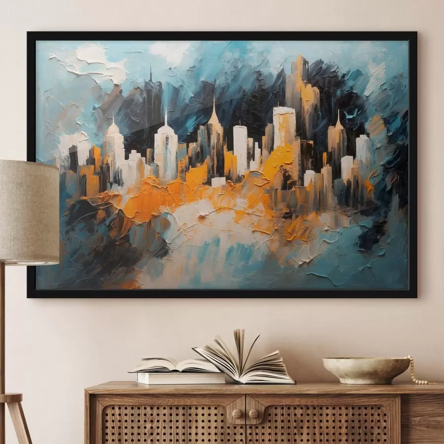 Fototapetes Abstraktā pilsēta eļļas gleznošanas stilā f43109