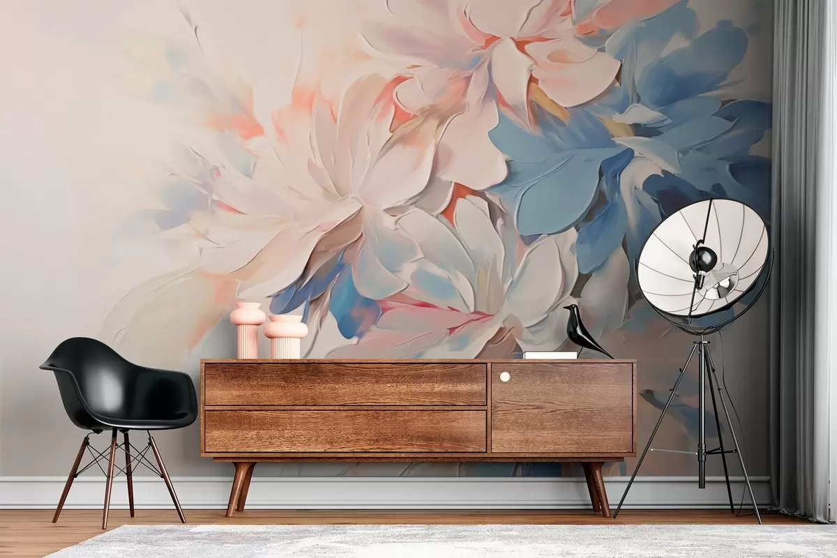 Fototapetes Abstraktie ziedi, kas imitē triepienu ar otu w03352