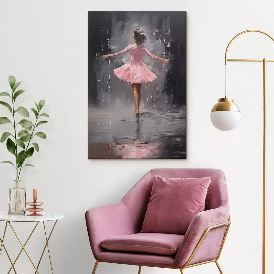 Glezna Cilvēki, meitene rozā kleitā, eļļas glezna imitācija s43258