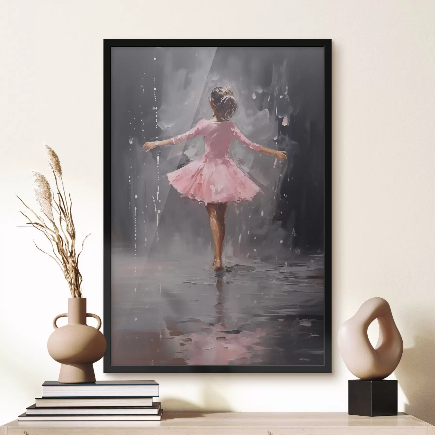 Glezna Cilvēki, meitene rozā kleitā, eļļas glezna imitācija f43258