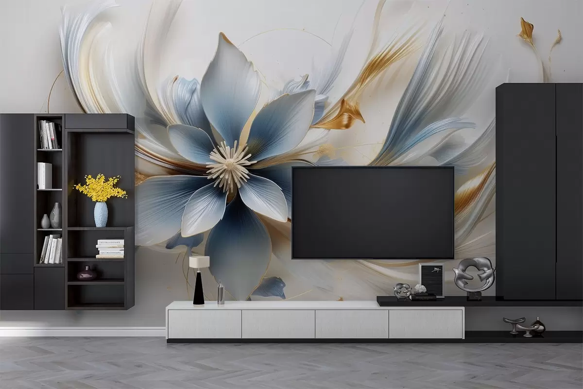 Fototapetes Liels zils zieds ar abstraktām līnijām w08903