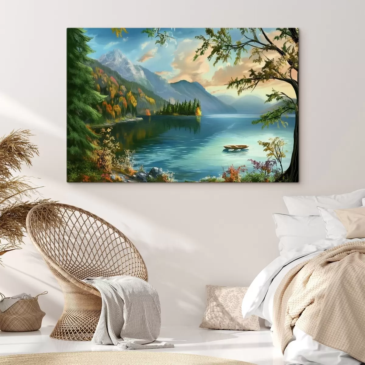 Glezna Ezera ainava kalnos s43286