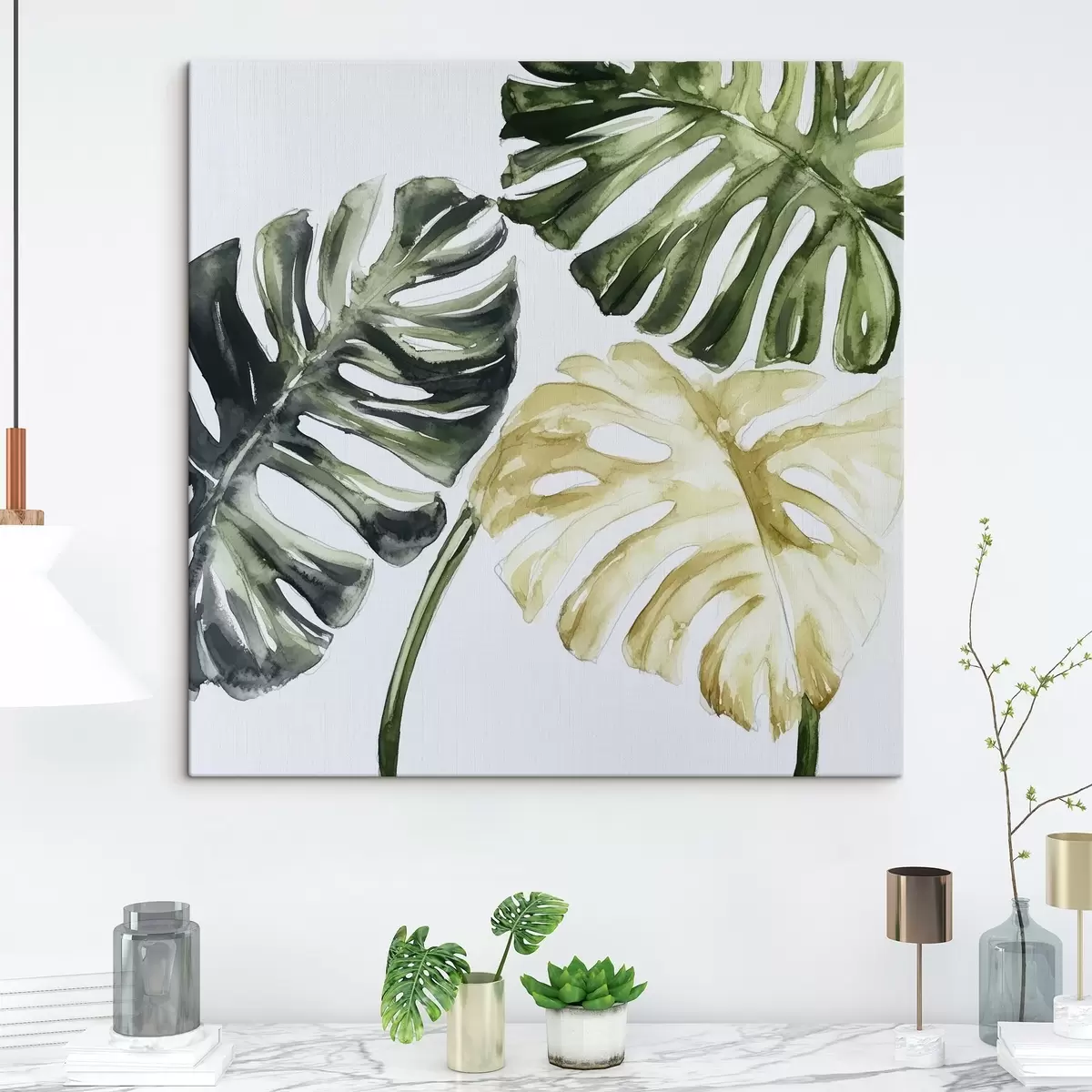 Glezna Tropu lapas uz balta fona s43304