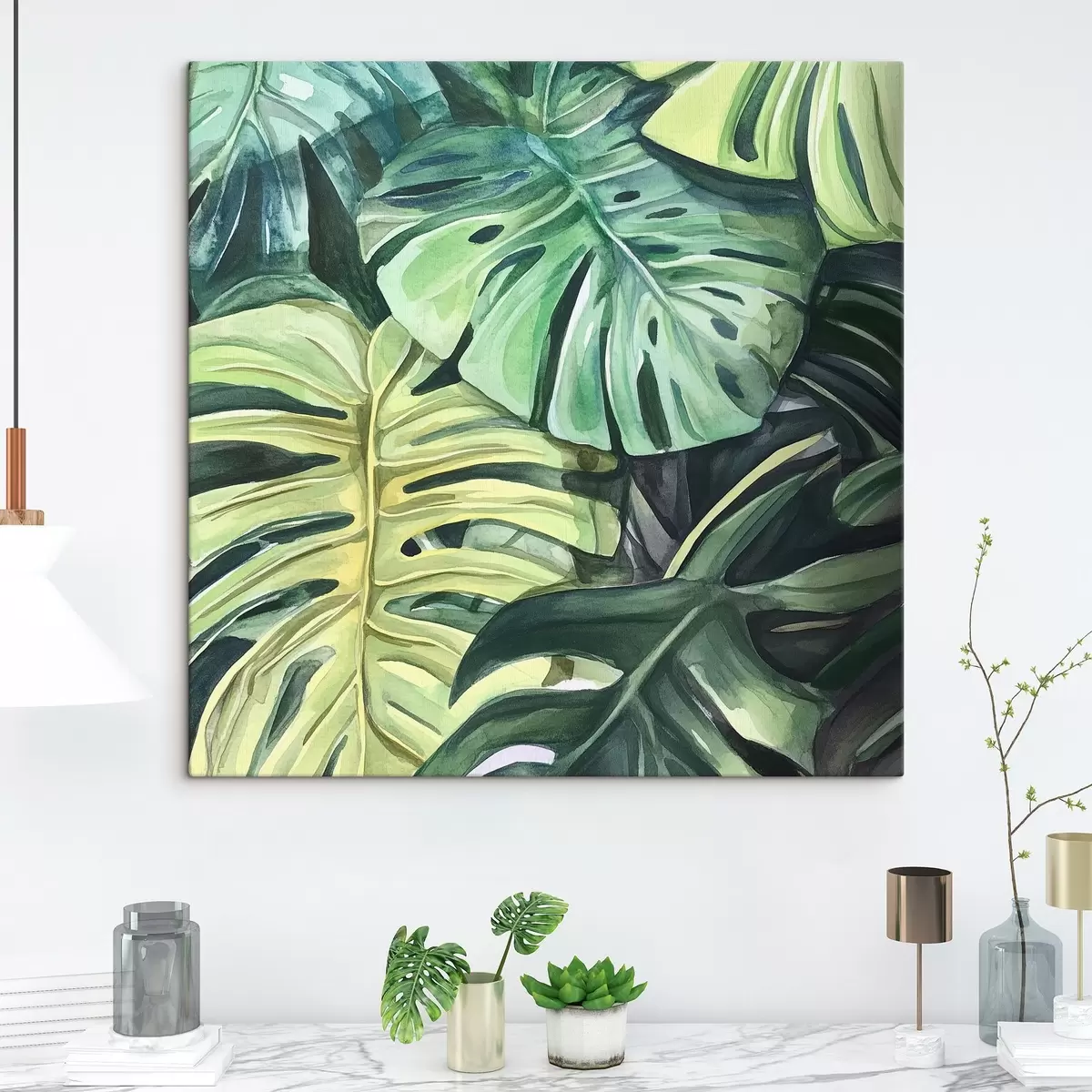 Glezna Tropu lapas uz balta fona s43305