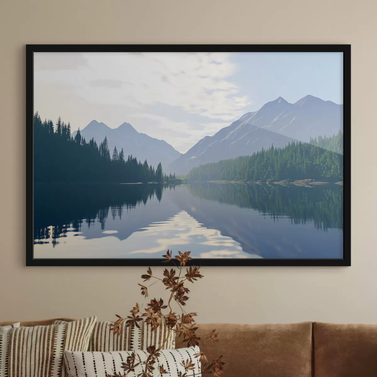 Plakāts Ezers netālu no kalniem f43288