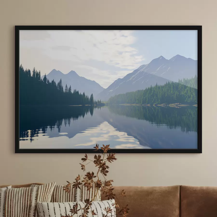 Fototapetes Ezers netālu no kalniem f43288