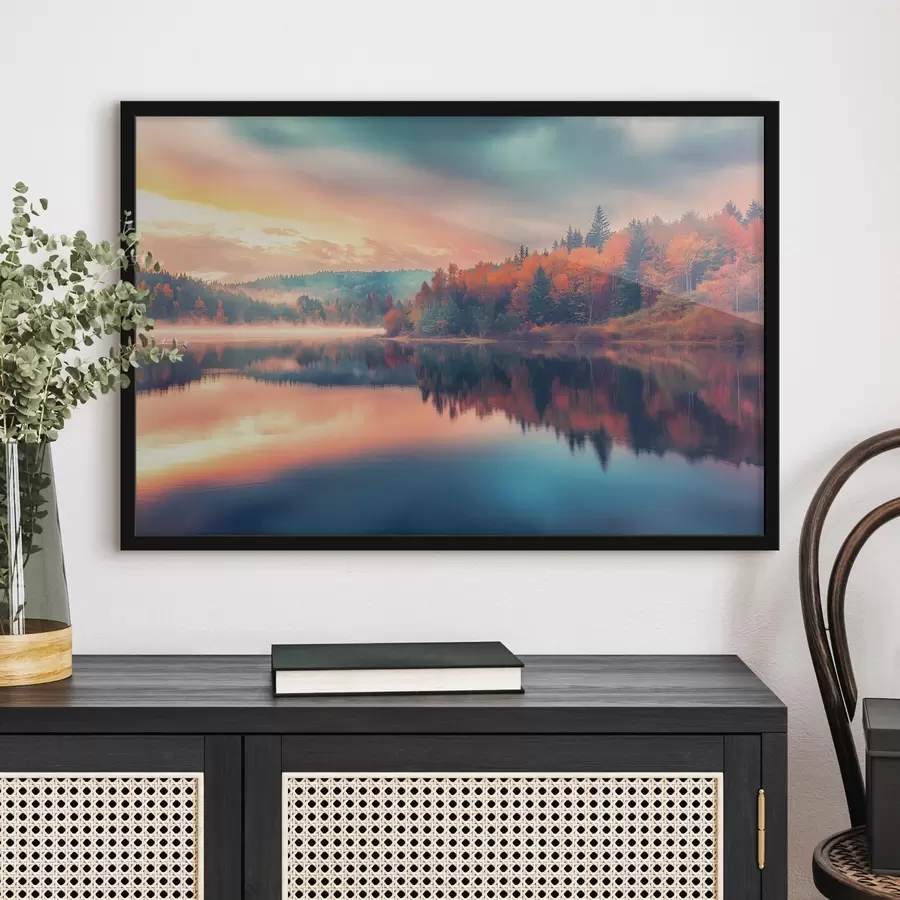 Fototapetes Rītausma uz ezera rudenī f43290