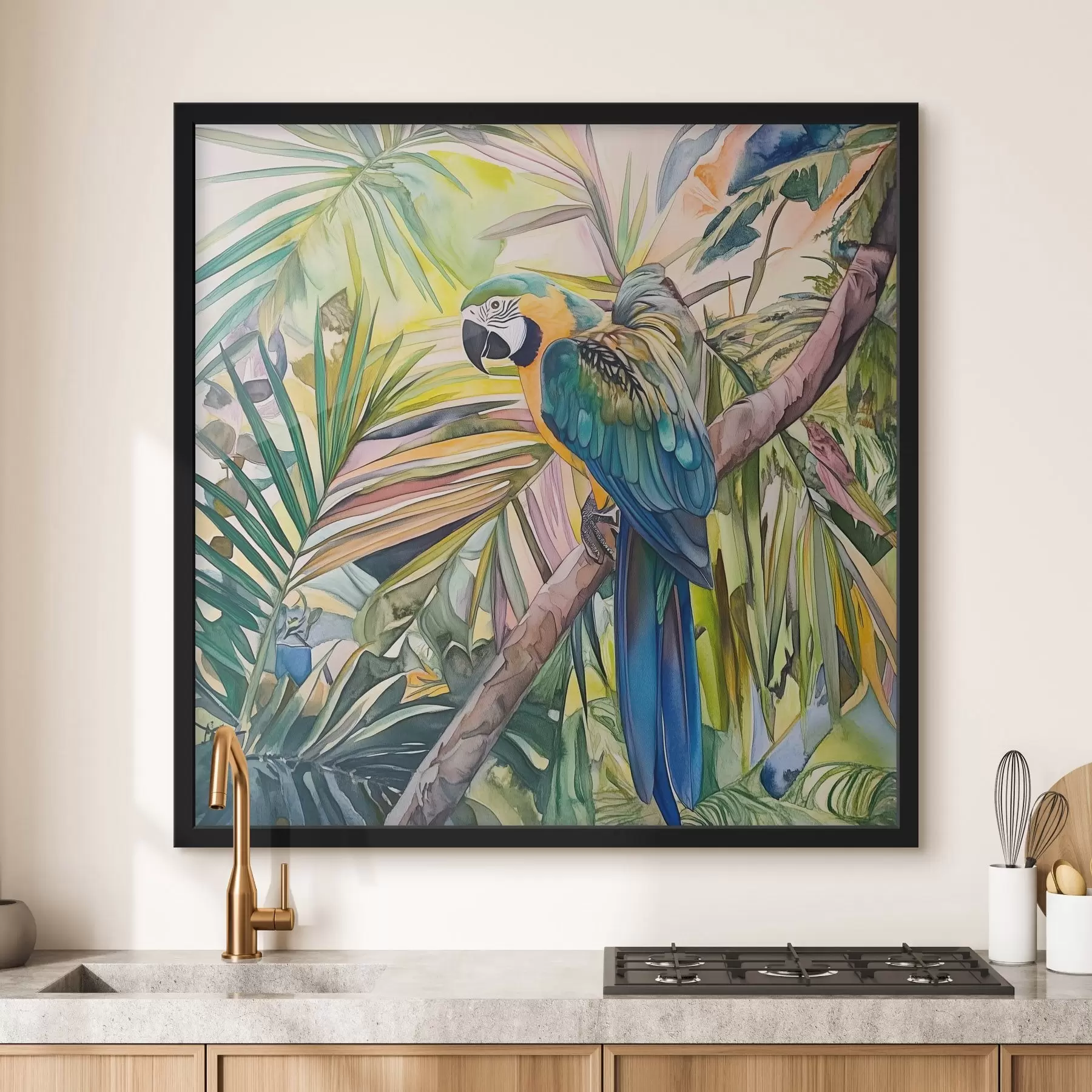 Glezna Papagailis uz koka f43306