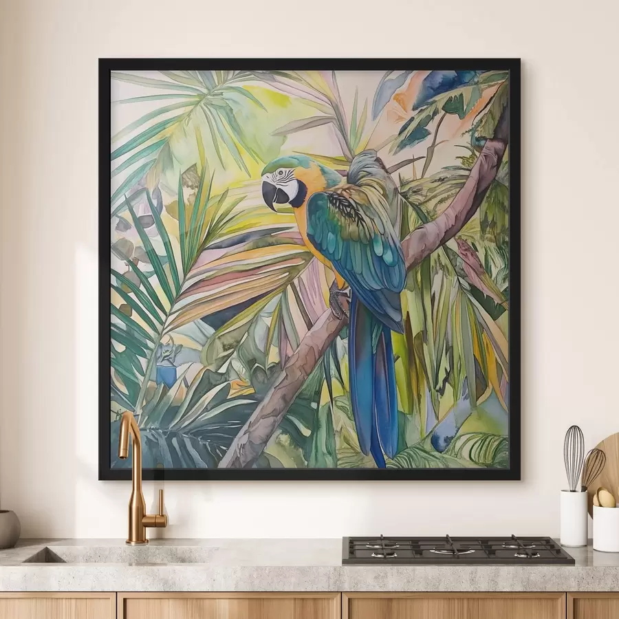 Fototapetes Papagailis uz koka f43306