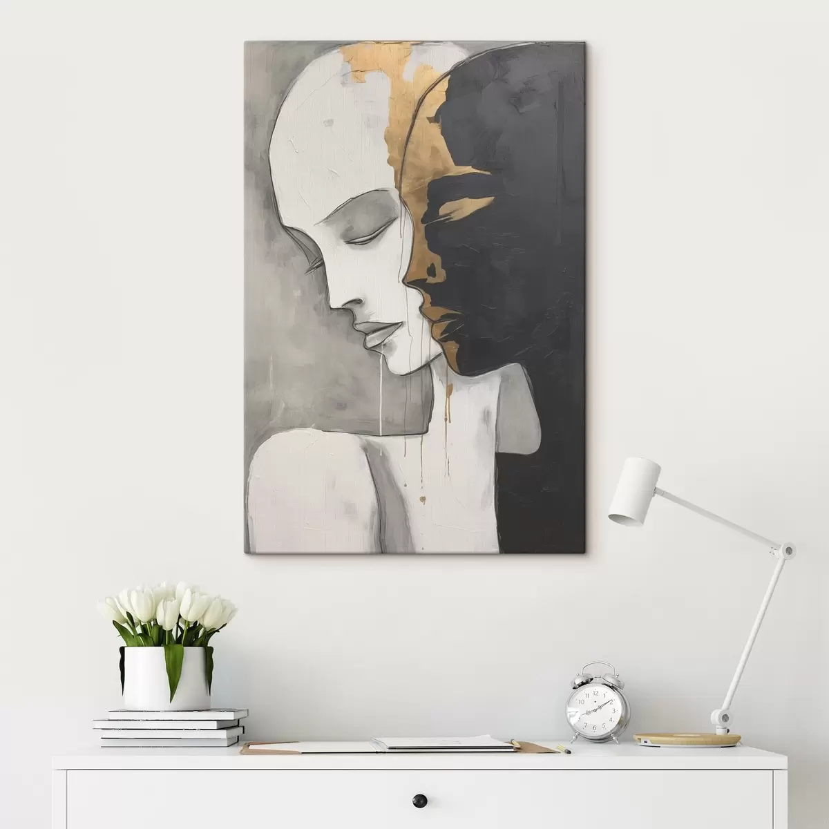 Glezna Kontrastējoši silueti ar abstraktiem akcentiem s43280