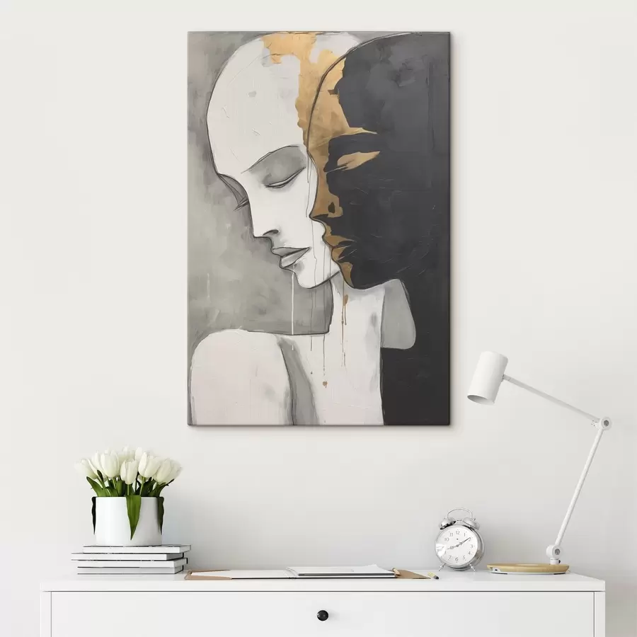 Glezna Kontrastējoši silueti ar abstraktiem akcentiem s43280