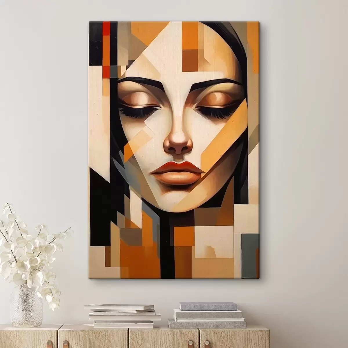 Glezna Ģeometrisks portrets siltās krāsās s43281