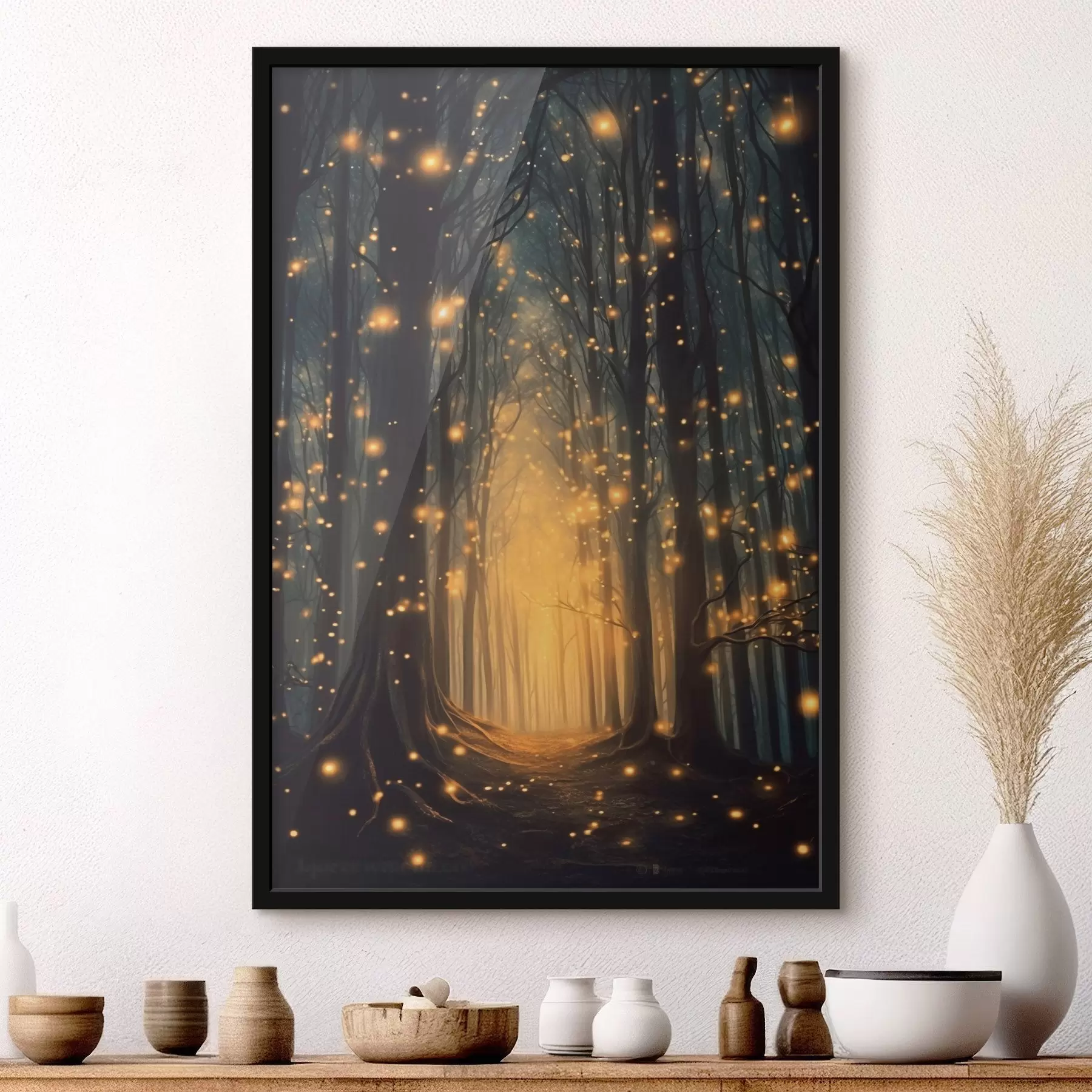 Glezna Burvju mežs ar ugunsputniņiem f43272