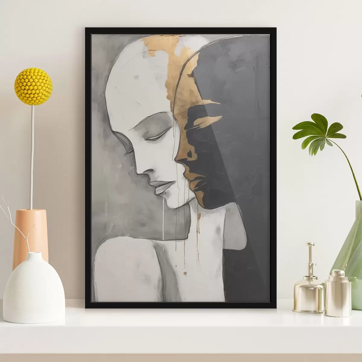 Plakāts Kontrastējoši silueti ar abstraktiem akcentiem f43280