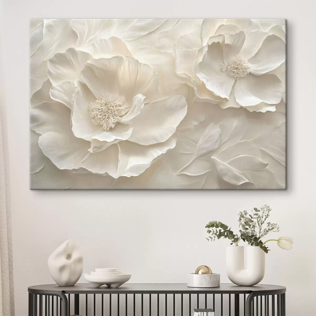 Glezna Lielas gaisīgas baltas peonijas s43312