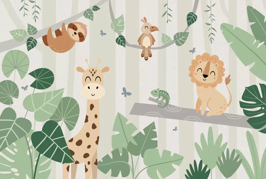 Fototapetes Ainava ar tropu dzīvniekiem w03376v1