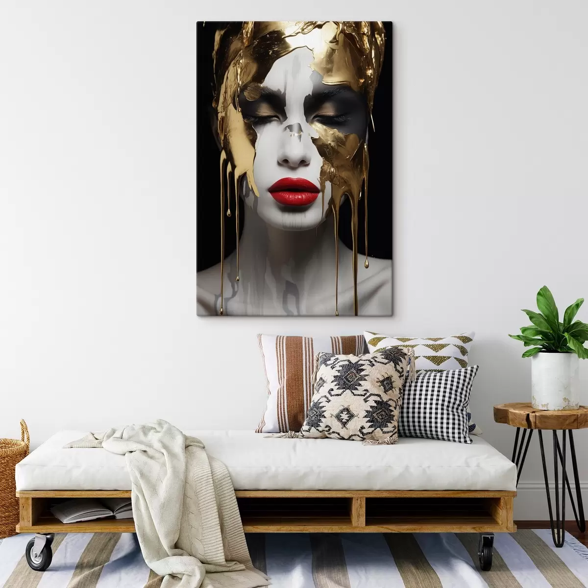 Glezna Cilvēki, meitene ar sarkanām lūpām s43336