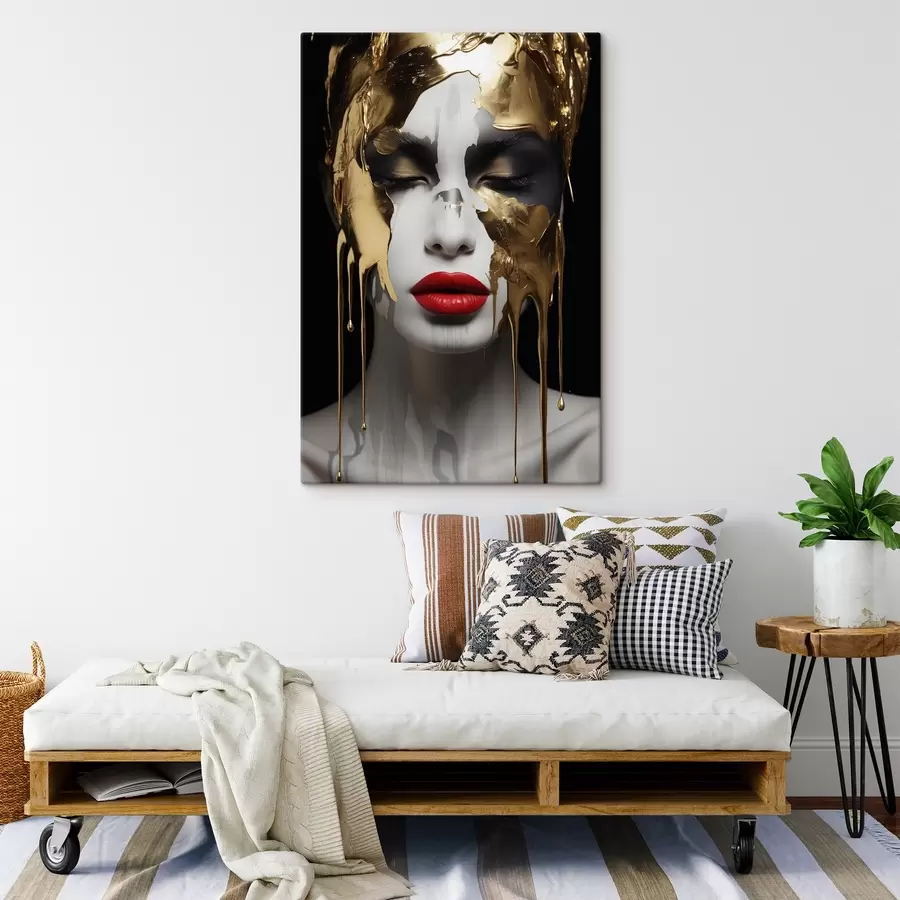 Glezna Cilvēki, meitene ar sarkanām lūpām s43336