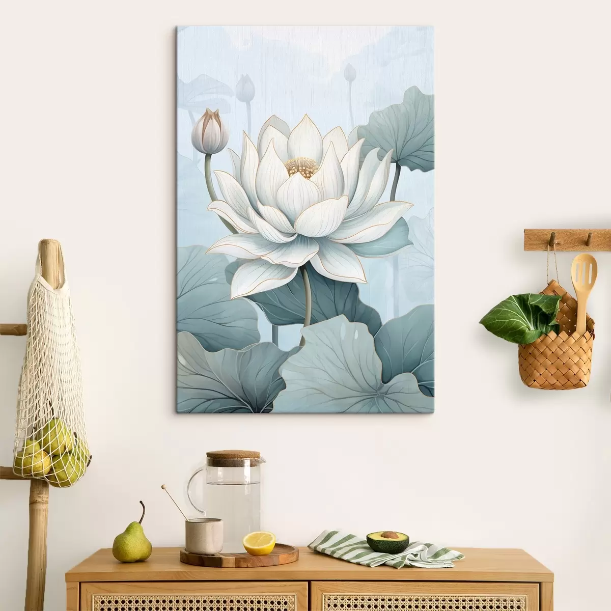 Glezna Lotosa ziedi, akvareļa imitācija s43340