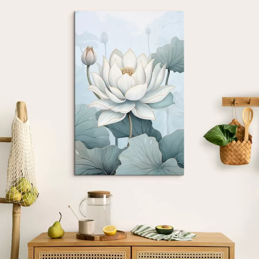 Glezna Lotosa ziedi, akvareļa imitācija s43340