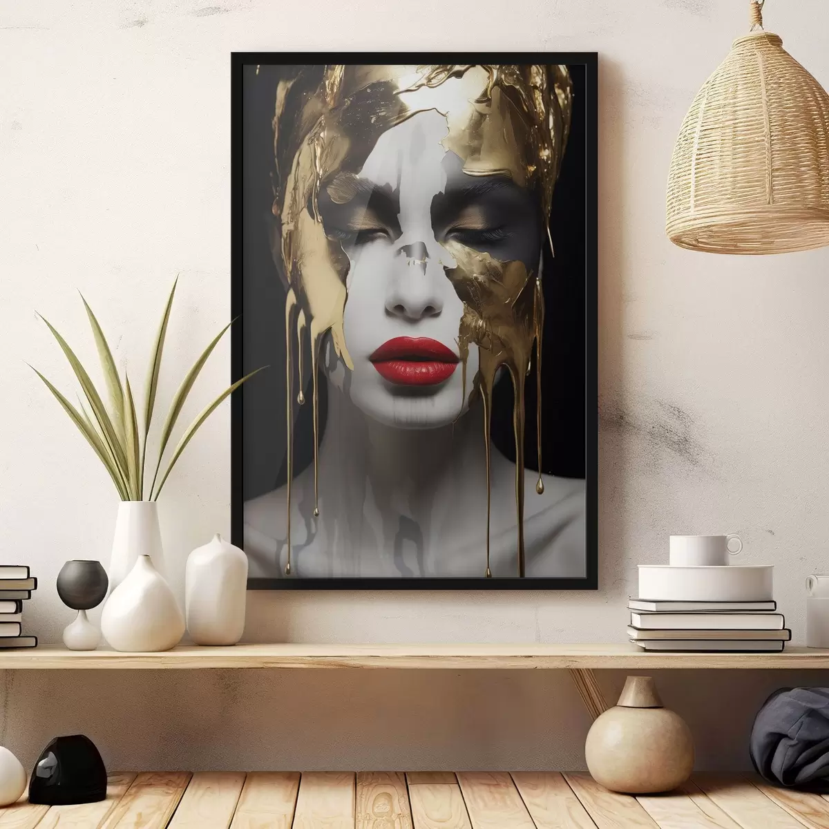 Plakāts Cilvēki, meitene ar sarkanām lūpām f43336