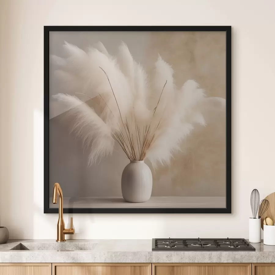 Fototapetes Pūkaini niedru zariņi vāzē uz galda f43338